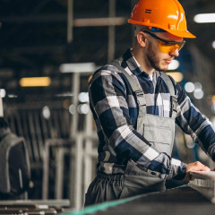 industrial worker portrait hardhat